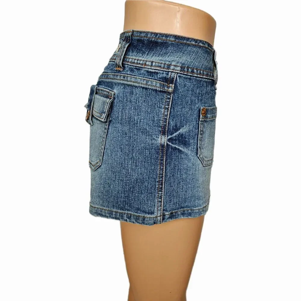 Bongo Vintage 2000s Low Rise Cargo Flap Pocket Denim Shorts Size 9 (8